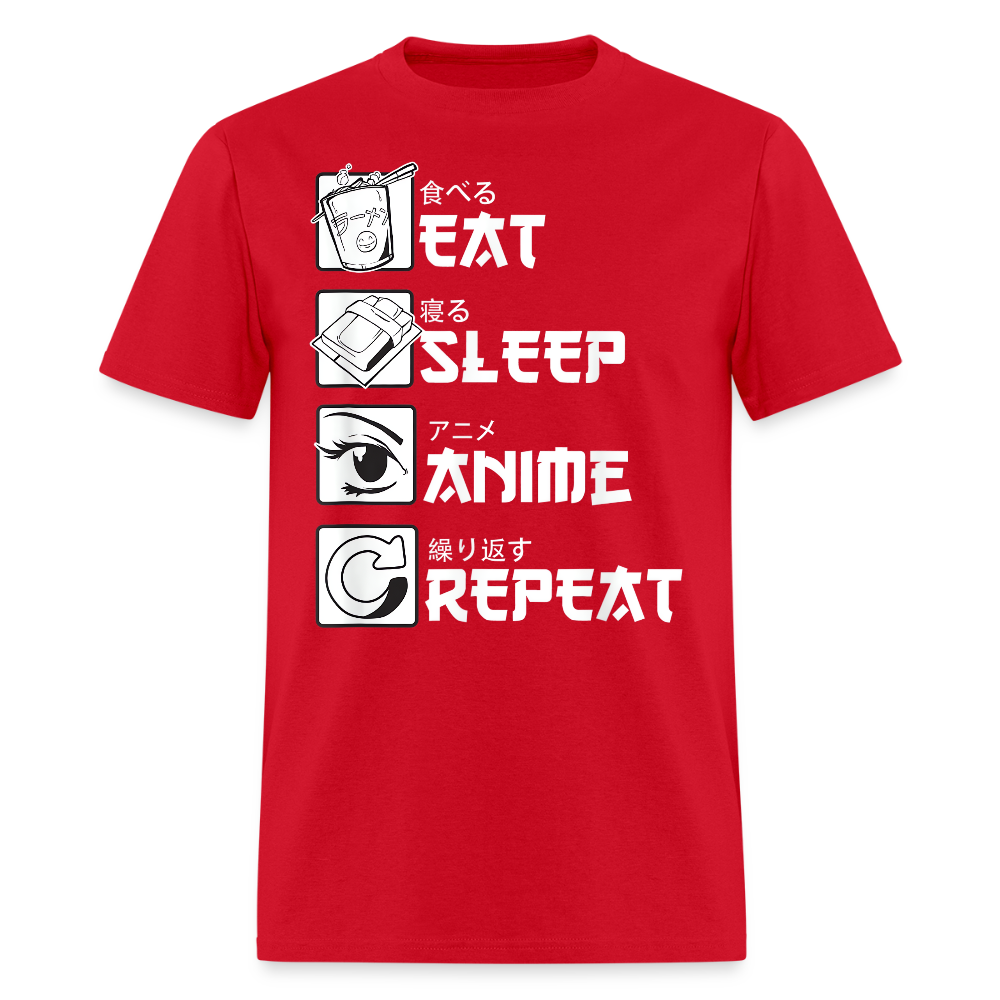 Eat Sleep Anime Repeat Premium Unisex T-Shirt - red