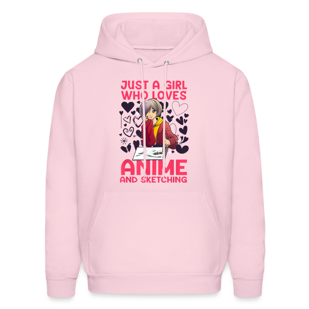 Just A Girl Who Loves Anime and Sketching IV Premium Hoodie Sweatshirt - pale pink