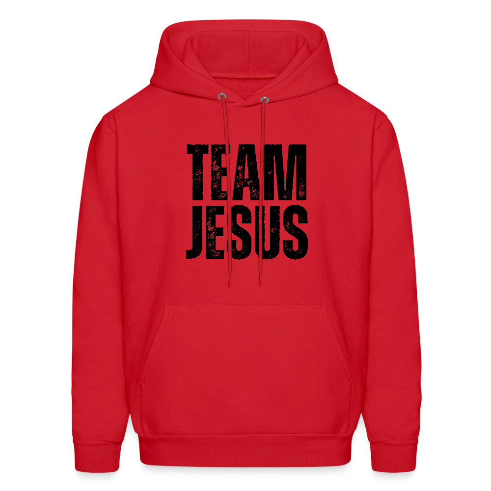 Team Jesus Weathered Print Unisex Christian Hoodie Sweatshirt - red