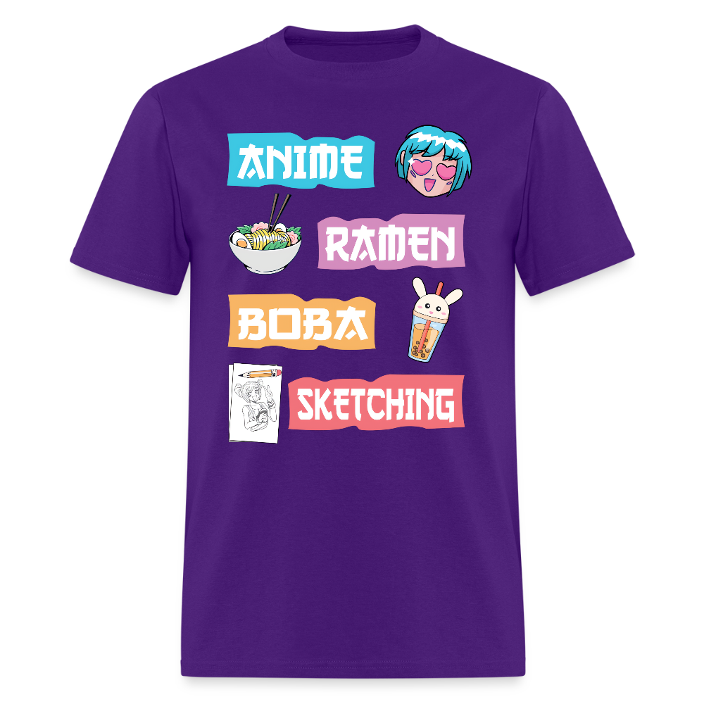 Anime Ramen Boba Sketching Premium Unisex T-Shirt - purple