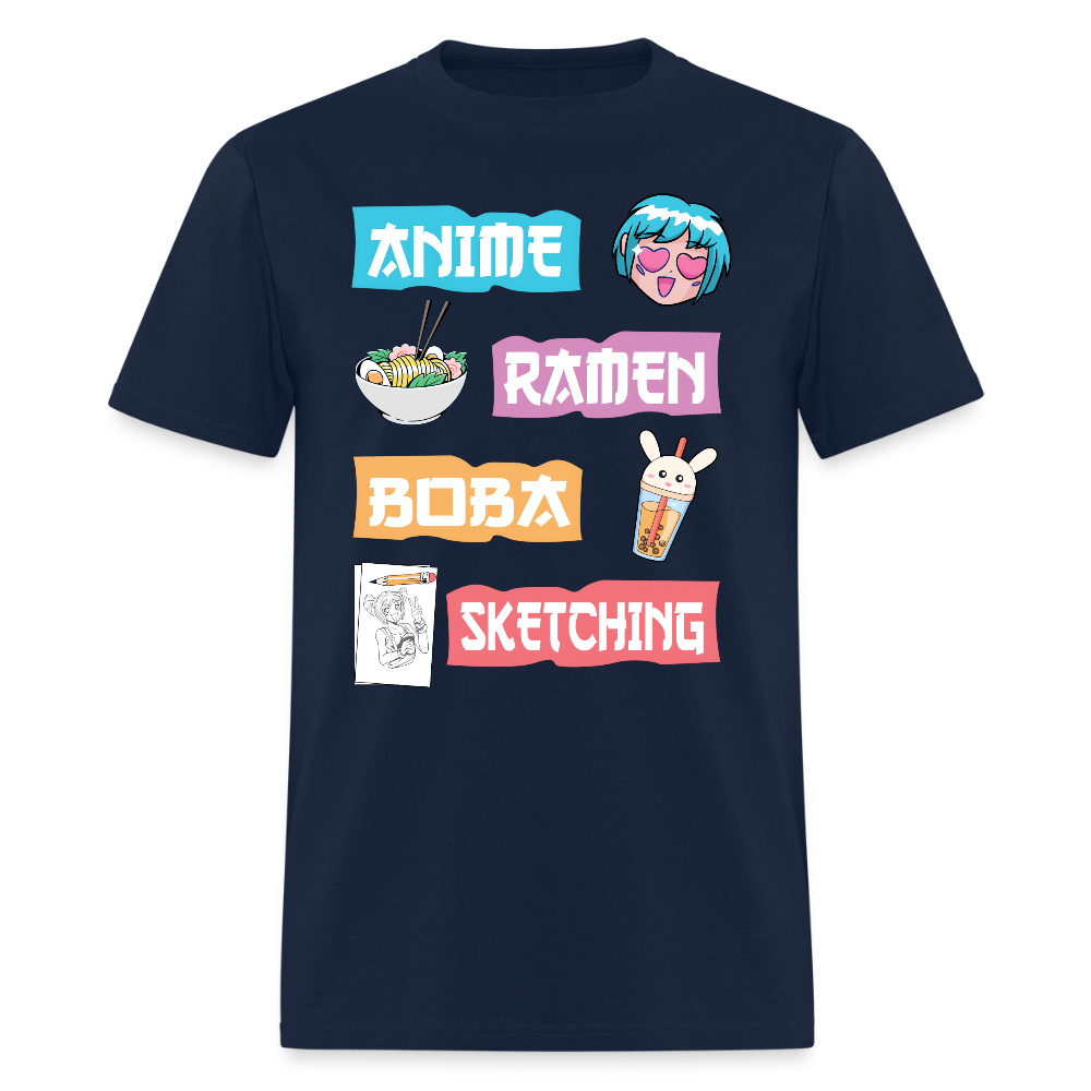 Anime Ramen Boba Sketching Premium Unisex T-Shirt - navy