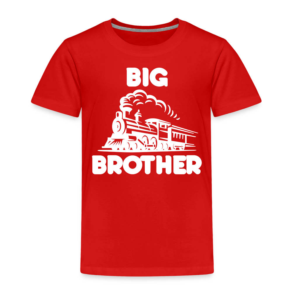 Toddler Big Brother Train Front T-Shirt - red