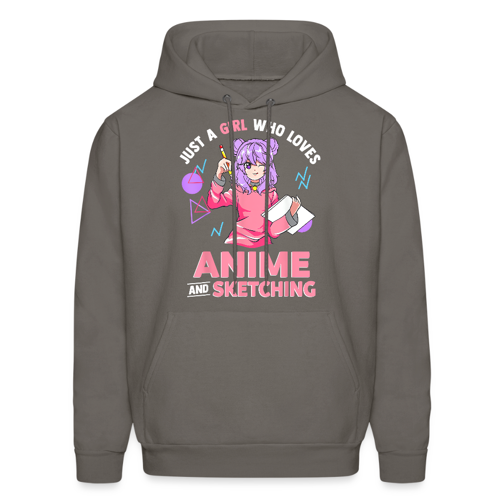 Just A Girl Who Love Anime and Sketching II Anime Lover Premium Unisex Hoodie Sweatshirt - asphalt gray