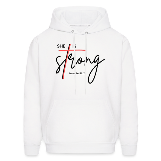 She is Strong Unisex Christian Hoodie Sweatshirt - white