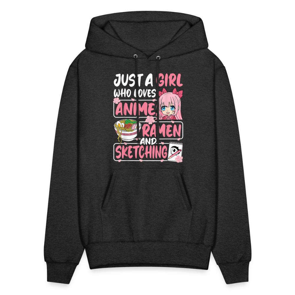 Just A Girl Who Loves Anime, Ramen and Sketching III Premium Hoodie Sweatshirt - charcoal grey