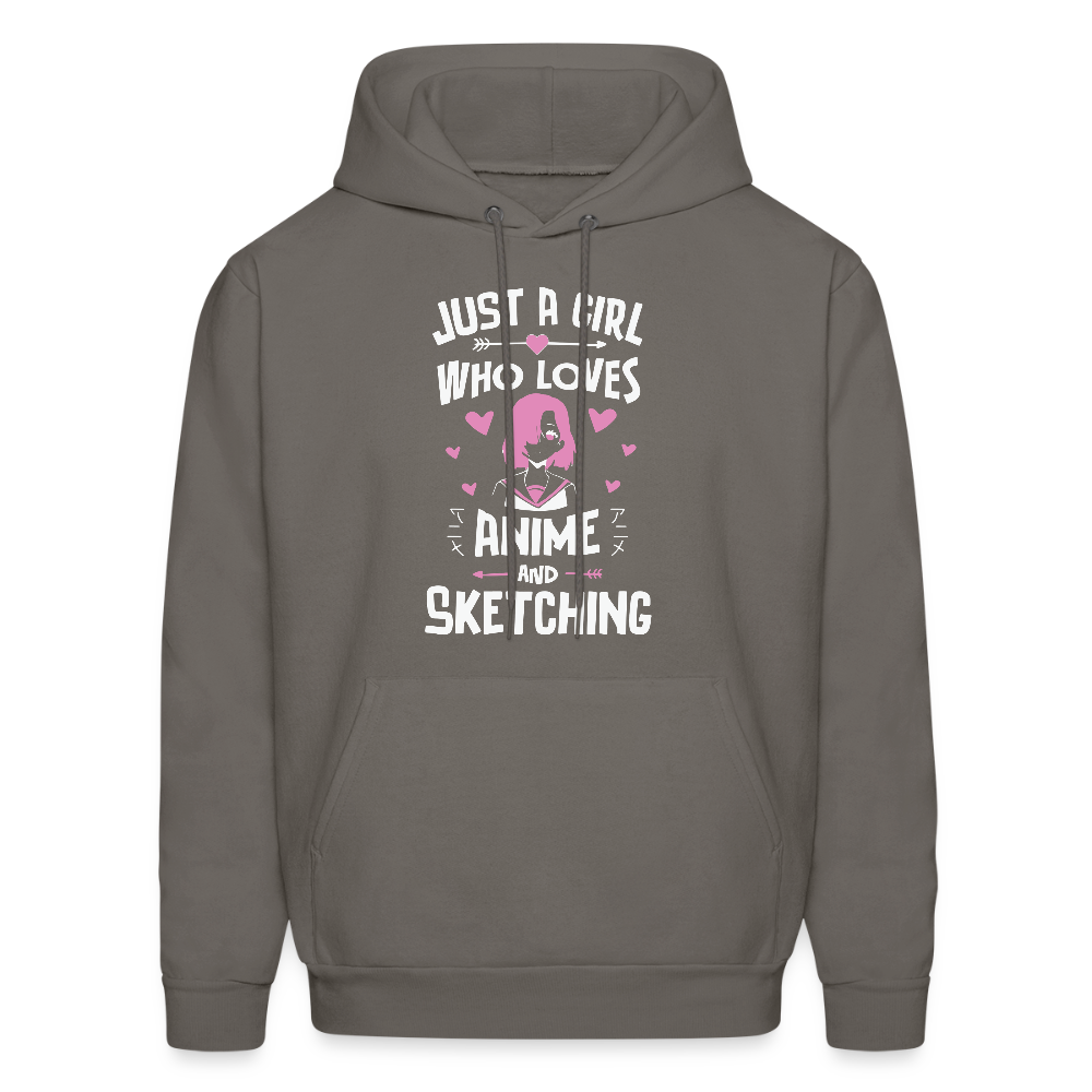 Just A Girl Who Loves Anime and Sketching III Premium Unisex Hoodie Sweatshirt - asphalt gray