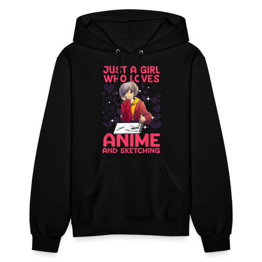 Just A Girl Who Loves Anime and Sketching IV Premium Women's Hoodie Sweatshirt - black