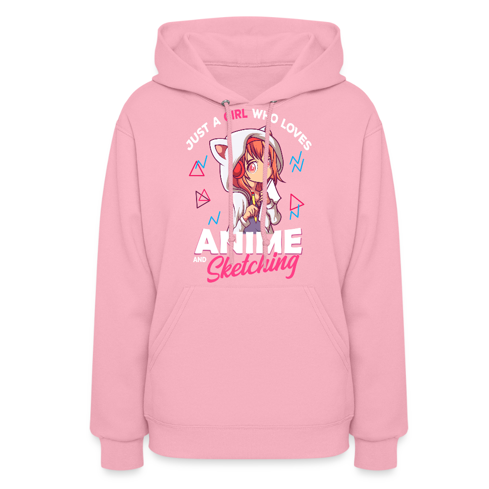 Just A Girl Who Loves Anime and Sketching Premium Women's Hoodie Sweatshirt - classic pink