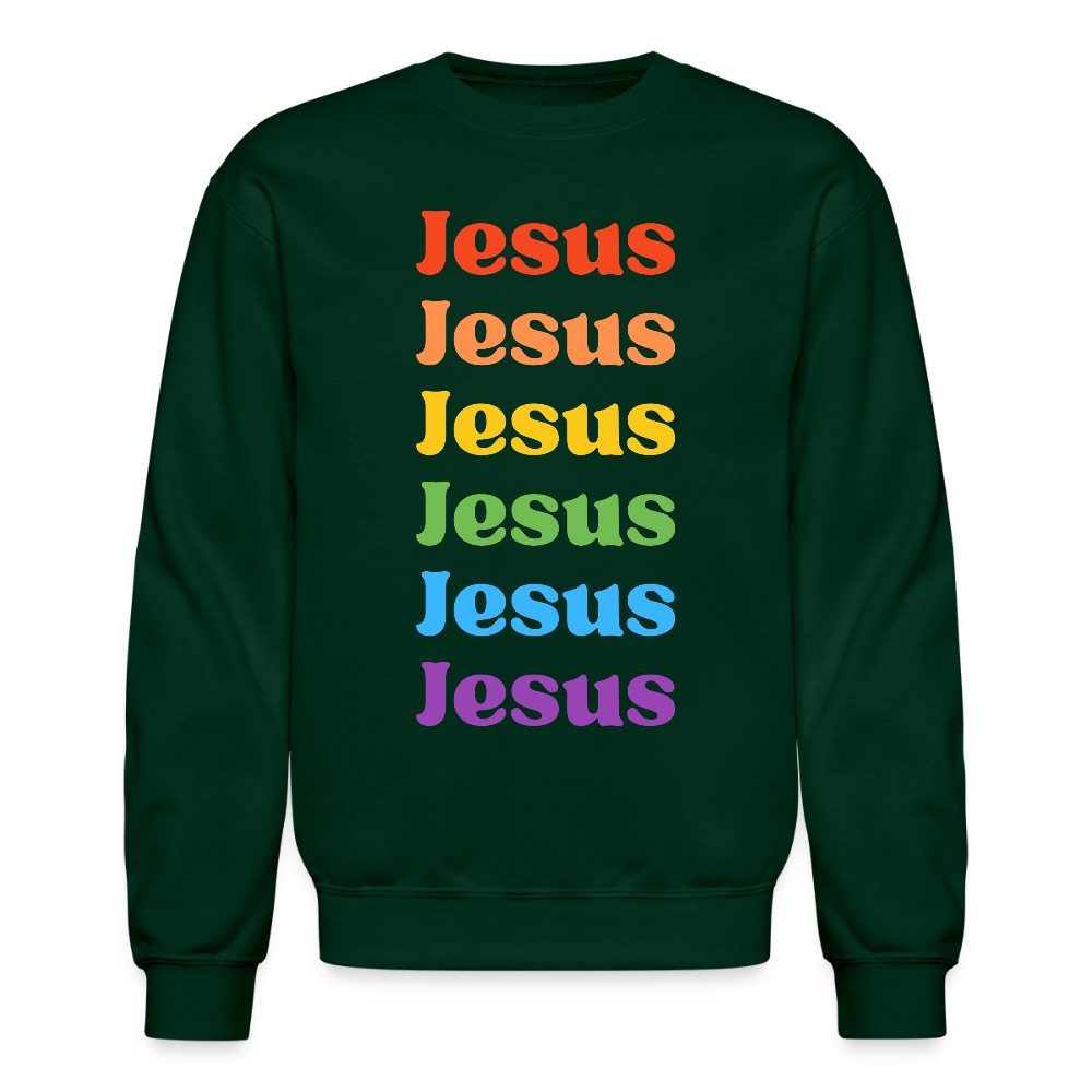 Jesus Jesus Christian Unisex Crewneck Sweatshirt - forest green