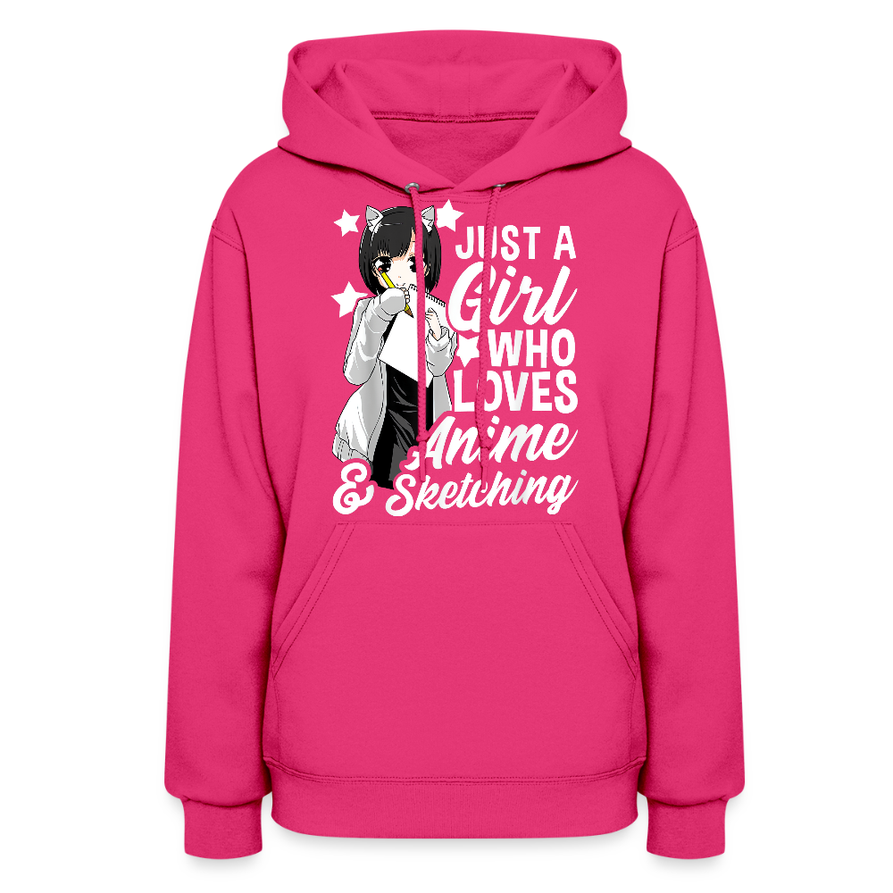 Just A Girl Who Love Anime & Sketching Anime Lover Premium Women's Hoodie Sweatshirt - fuchsia