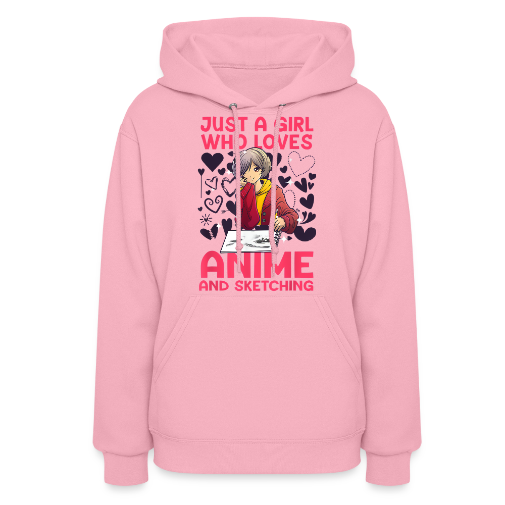 Just A Girl Who Loves Anime and Sketching IV Premium Women's Hoodie Sweatshirt - classic pink
