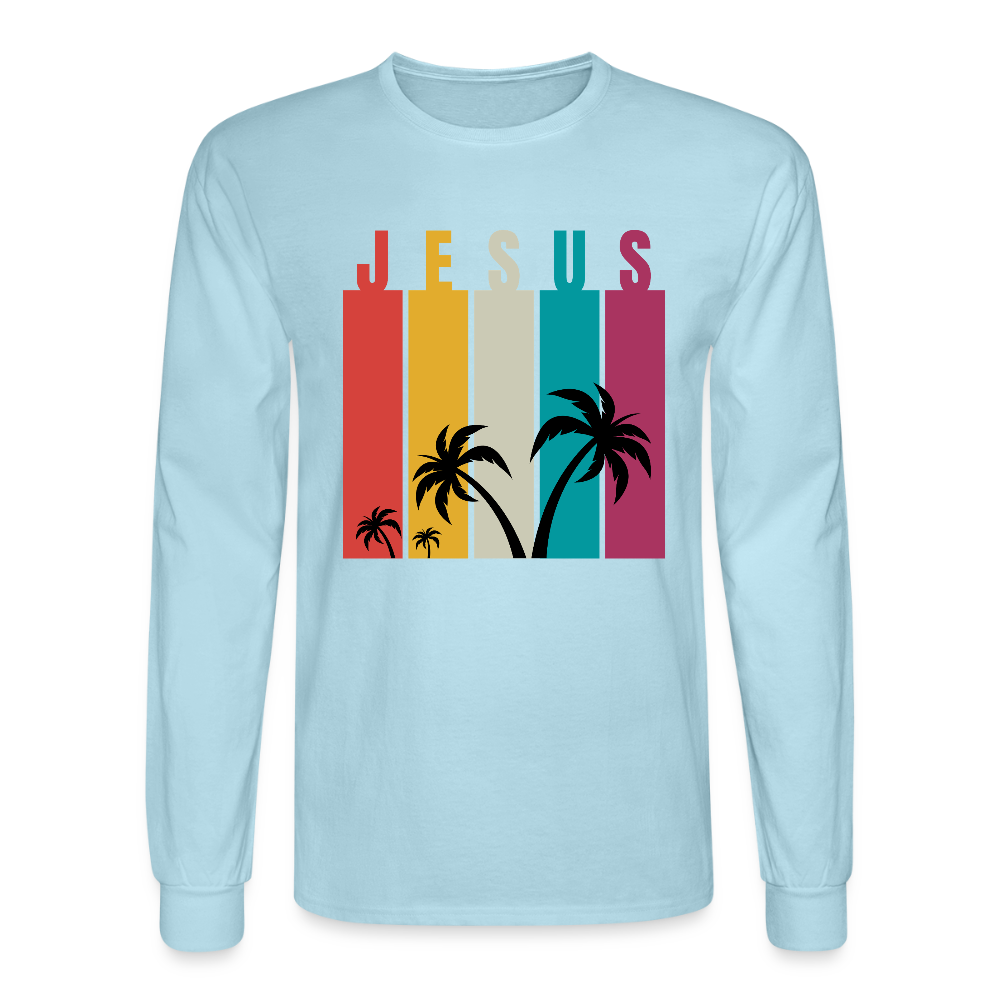 Jesus Palm Trees Christian Unisex Long Sleeve T-Shirt - powder blue