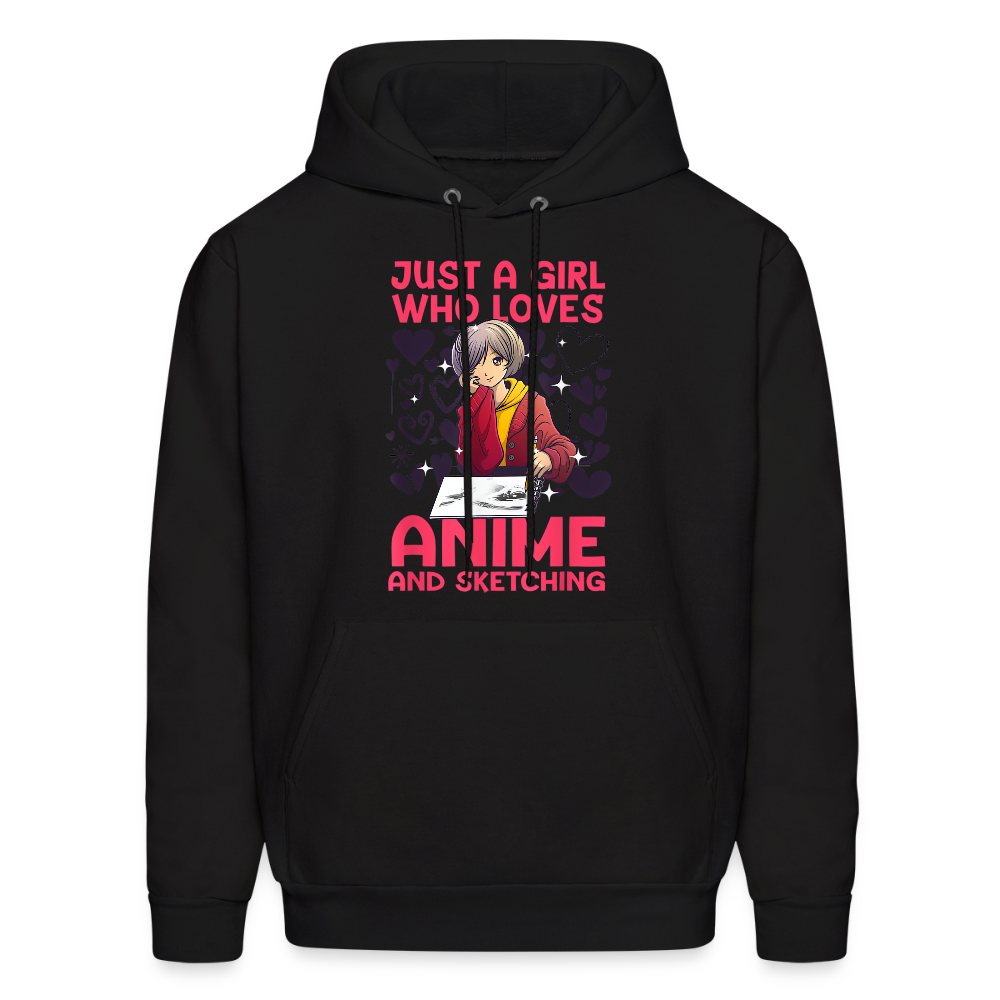 Just A Girl Who Loves Anime and Sketching IV Premium Hoodie Sweatshirt - black