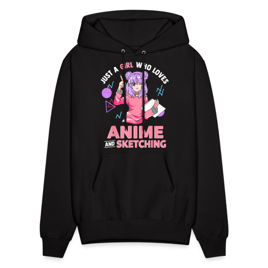 Just A Girl Who Love Anime and Sketching II Anime Lover Premium Unisex Hoodie Sweatshirt - black