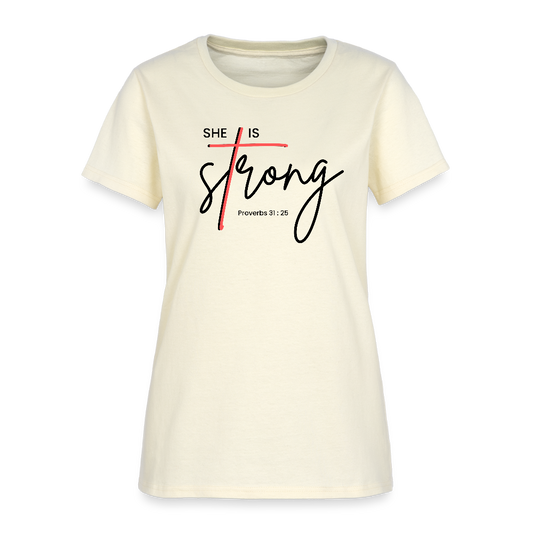 She is Strong Proverbs 31 : 25 Christian Women's T-Shirt - off white