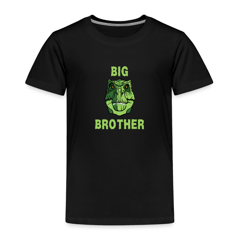 Toddler Big Brother Dinosaur Face T-Shirt - black