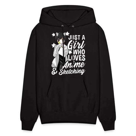 Just A Girl Who Loves Anime & Sketching Anime Lover Unisex Hoodie Sweatshirt - black