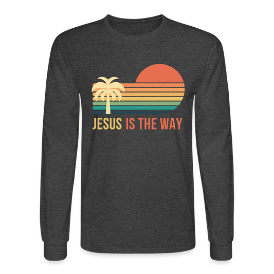 Jesus is the Way Christian Unisex Long Sleeve T-Shirt - heather black