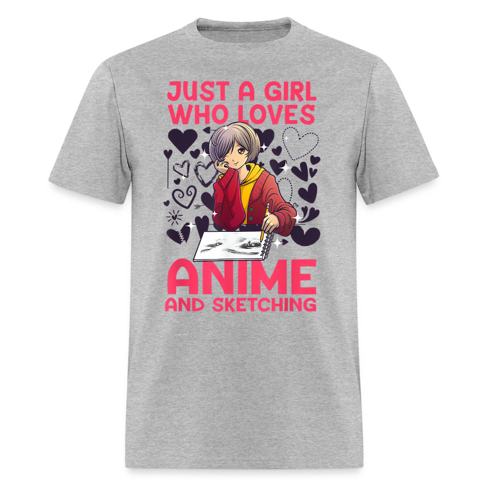 Just A Girl Who Loves Anime and Sketching IV Premium T-Shirt - heather gray