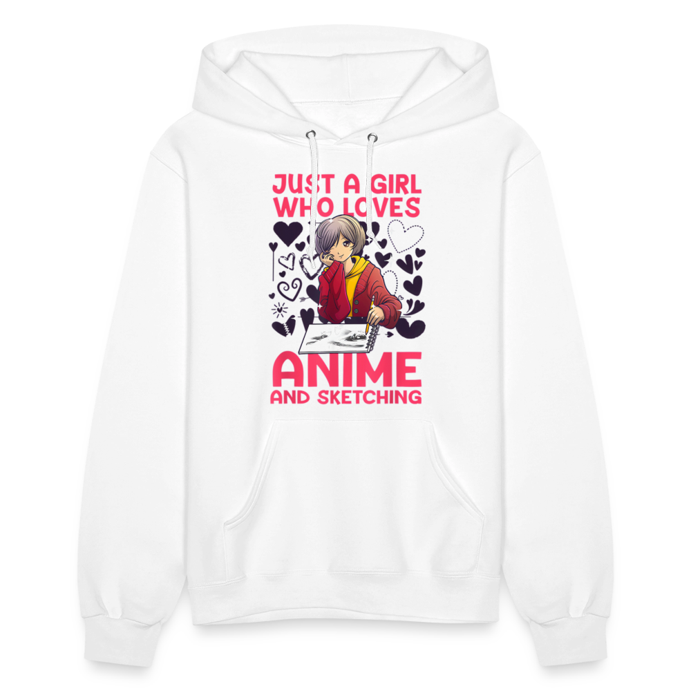 Just A Girl Who Loves Anime and Sketching IV Premium Women's Hoodie Sweatshirt - white