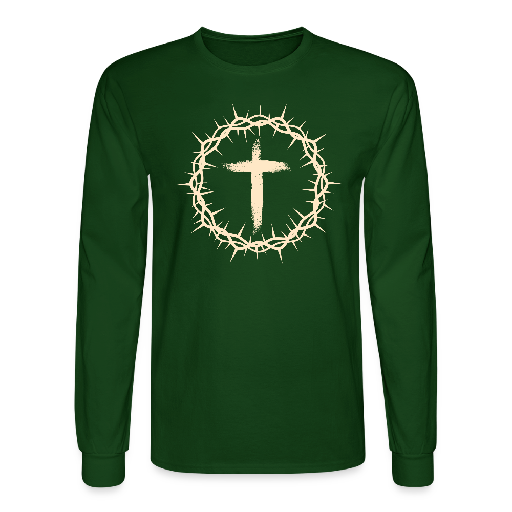 Crown of Thorns Christian Unisex Long Sleeve T-Shirt - forest green