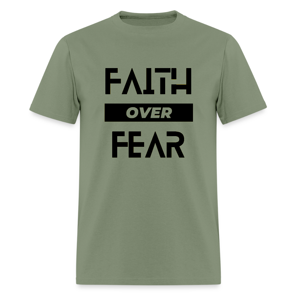 Faith Over Fear Block Christian Unisex T-Shirt - military green