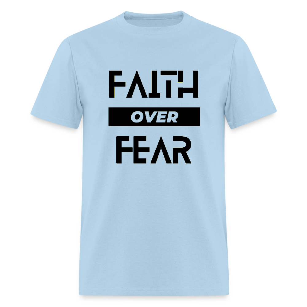 Faith Over Fear Block Christian Unisex T-Shirt - powder blue
