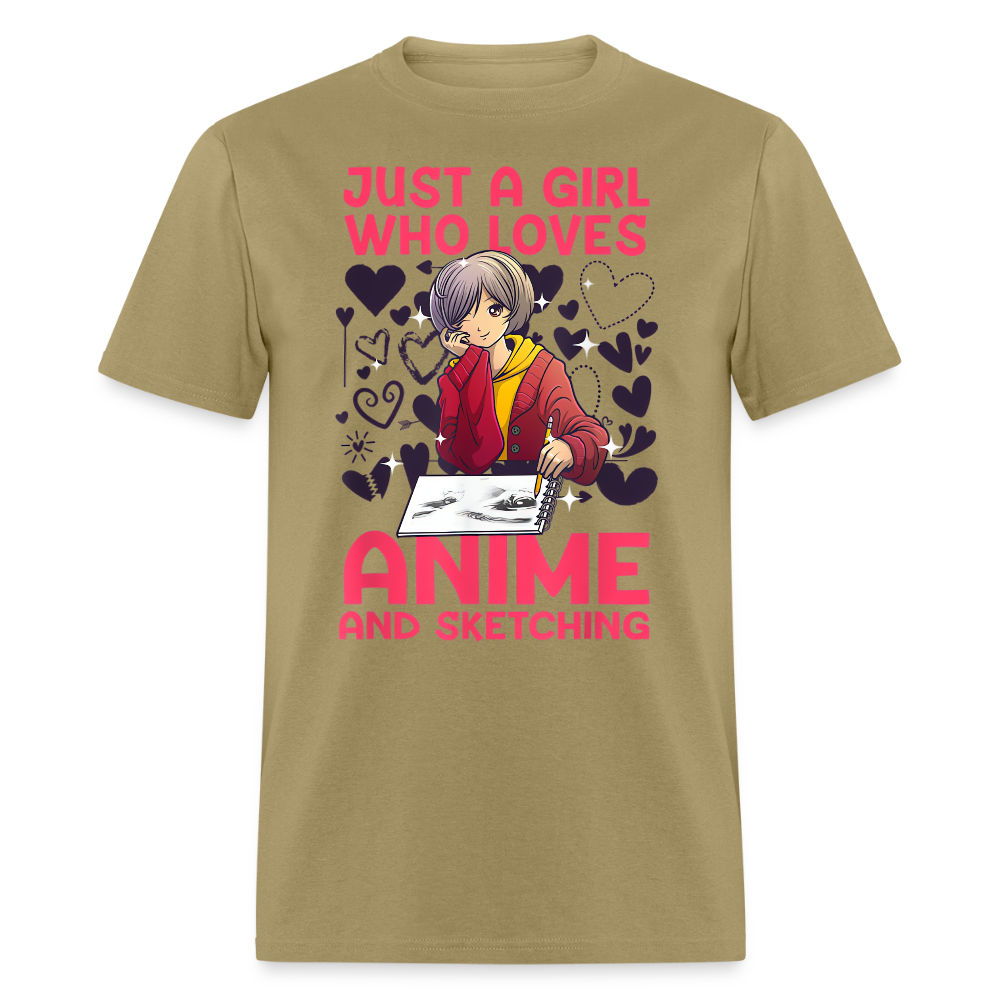 Just A Girl Who Loves Anime and Sketching IV Premium T-Shirt - khaki
