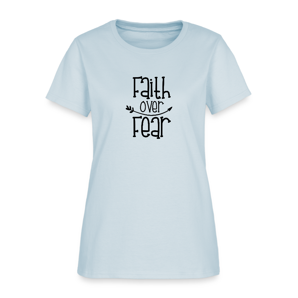 Faith Over Fear Christian Women's T-Shirt - light blue