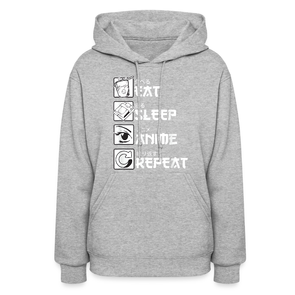 Eat Sleep Anime Repeat Premium Women's Hoodie Sweatshirt - heather gray