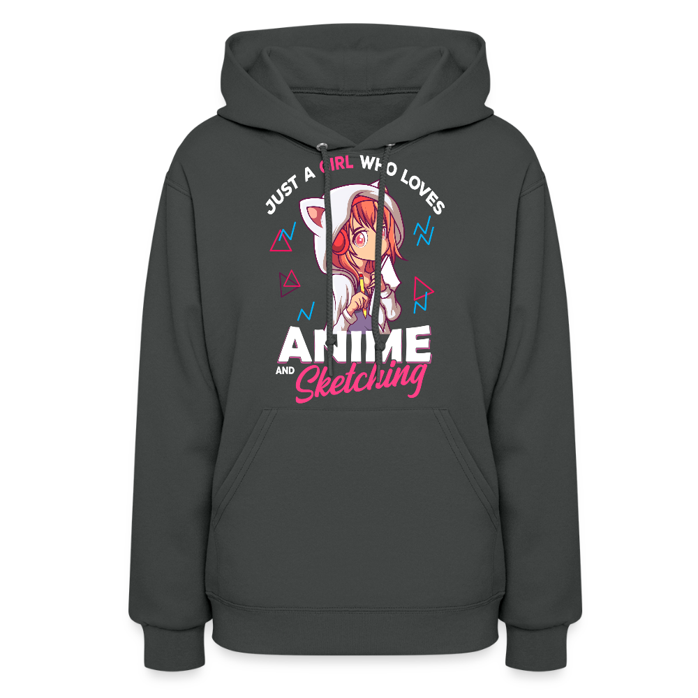Just A Girl Who Loves Anime and Sketching Premium Women's Hoodie Sweatshirt - asphalt