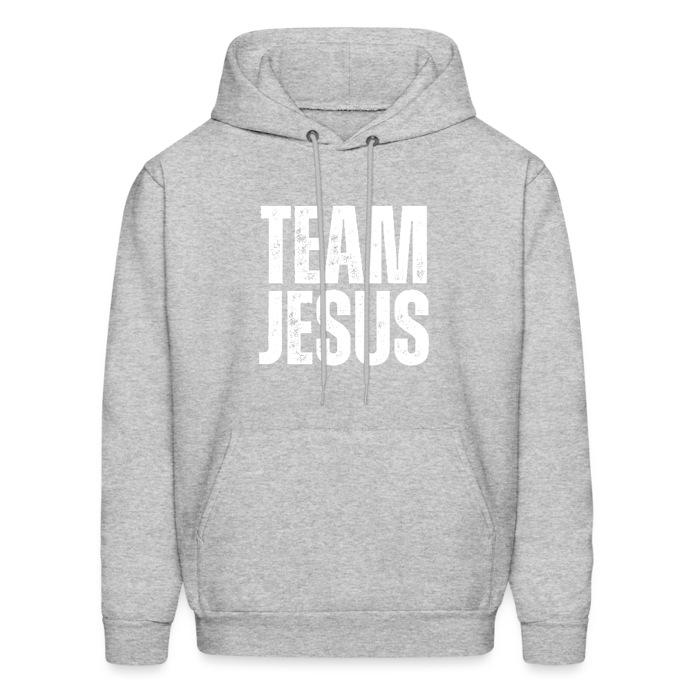 Team Jesus Weathered White Print Unisex Christian Hoodie Sweatshirt - heather gray