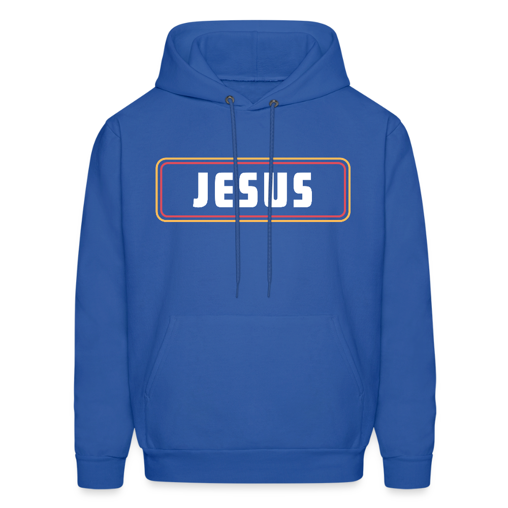 Jesus Retro Rectangle Christian Unisex Hoodie Sweatshirt - royal blue