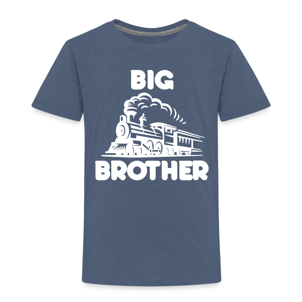 Toddler Big Brother Train Front T-Shirt - heather blue