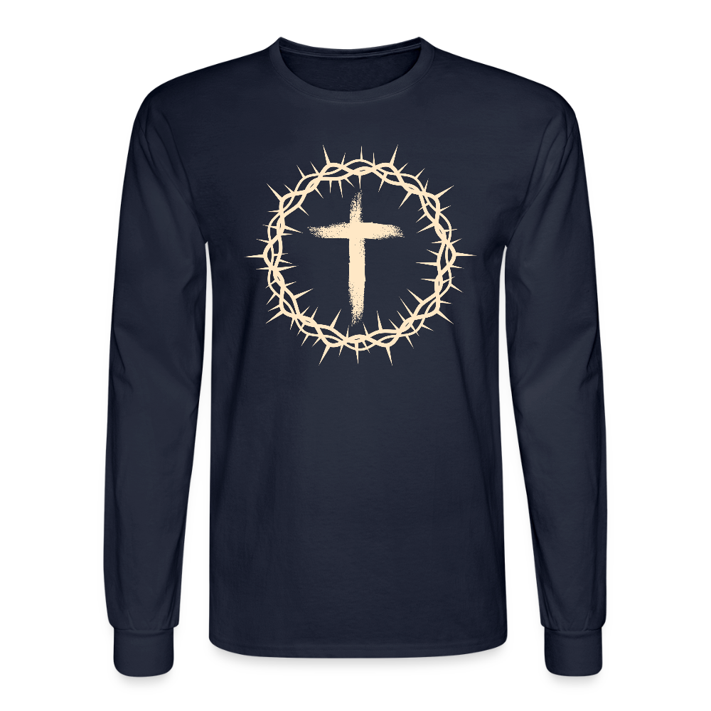 Crown of Thorns Christian Unisex Long Sleeve T-Shirt - navy