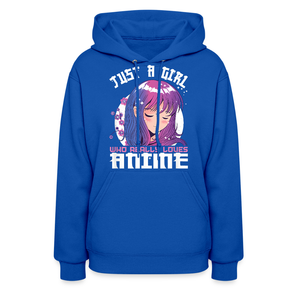 Just A Girl Who Really Loves Anime Premium Women's Hoodie Sweatshirt - royal blue
