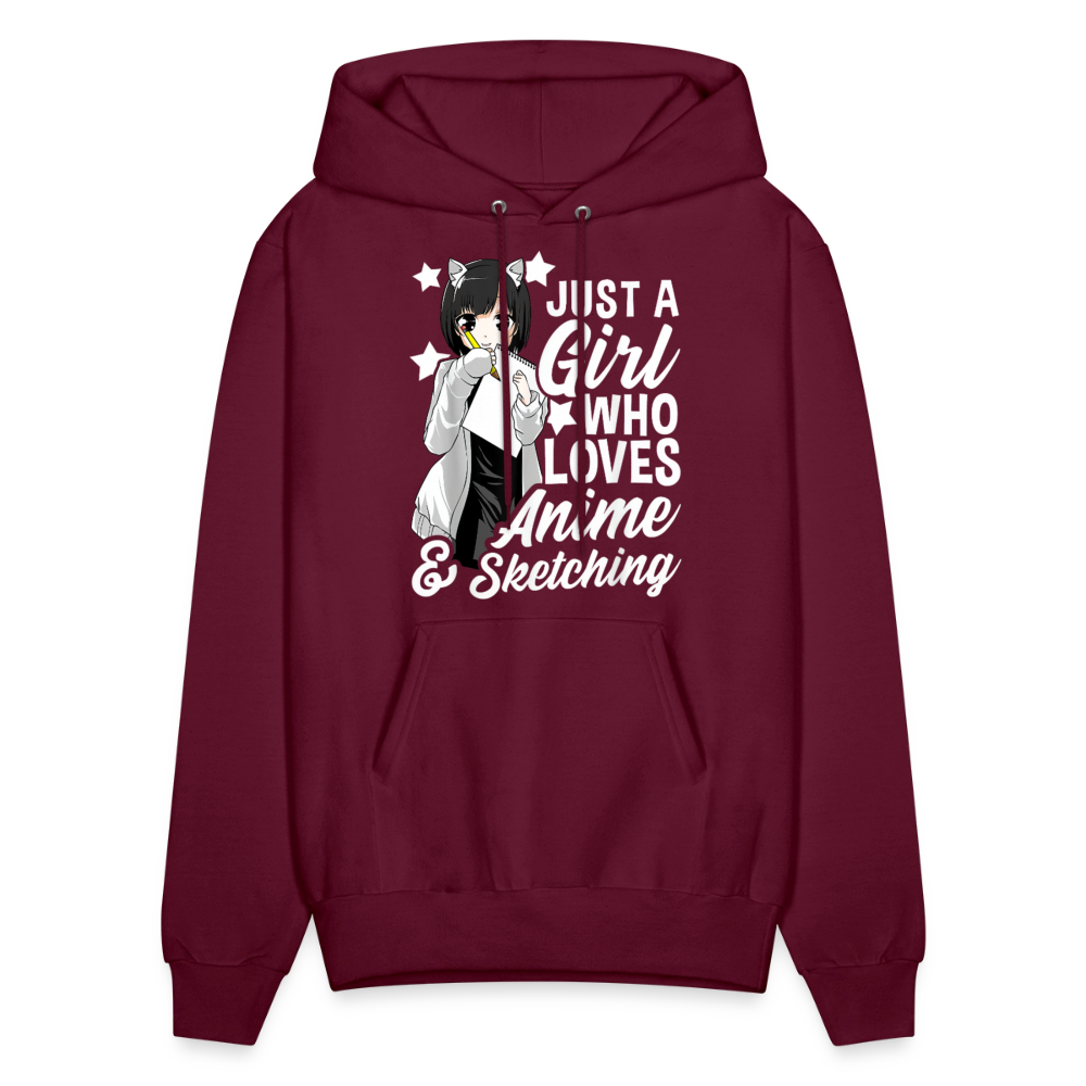 Just A Girl Who Loves Anime & Sketching Anime Lover Unisex Hoodie Sweatshirt - burgundy
