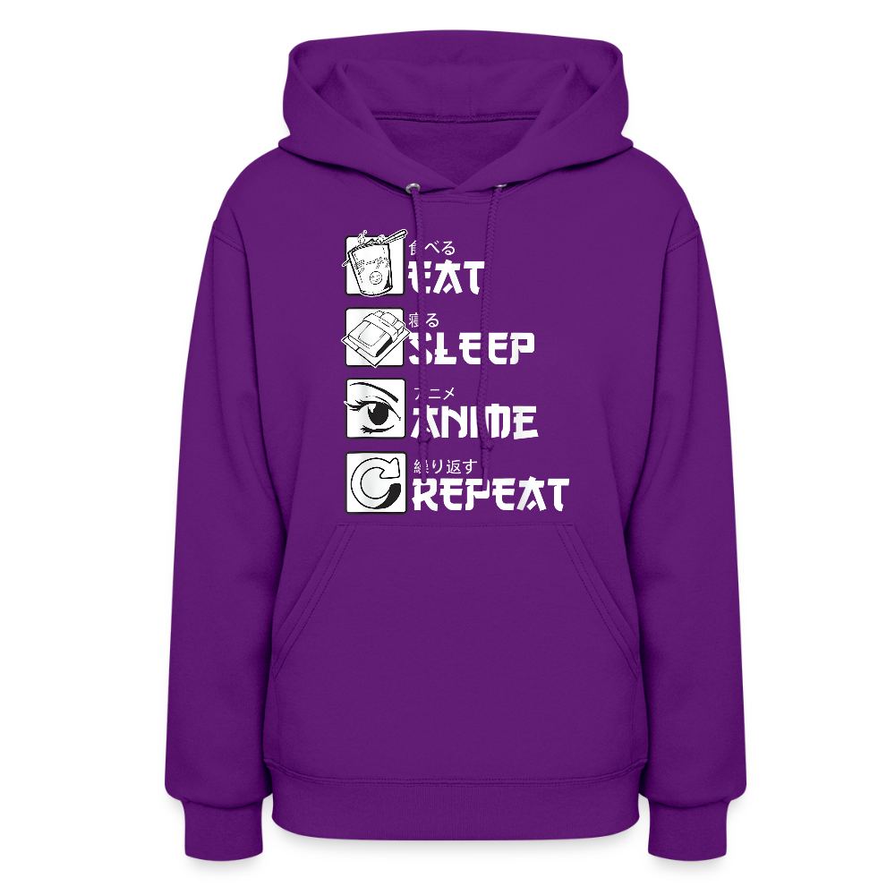 Eat Sleep Anime Repeat Premium Women's Hoodie Sweatshirt - purple