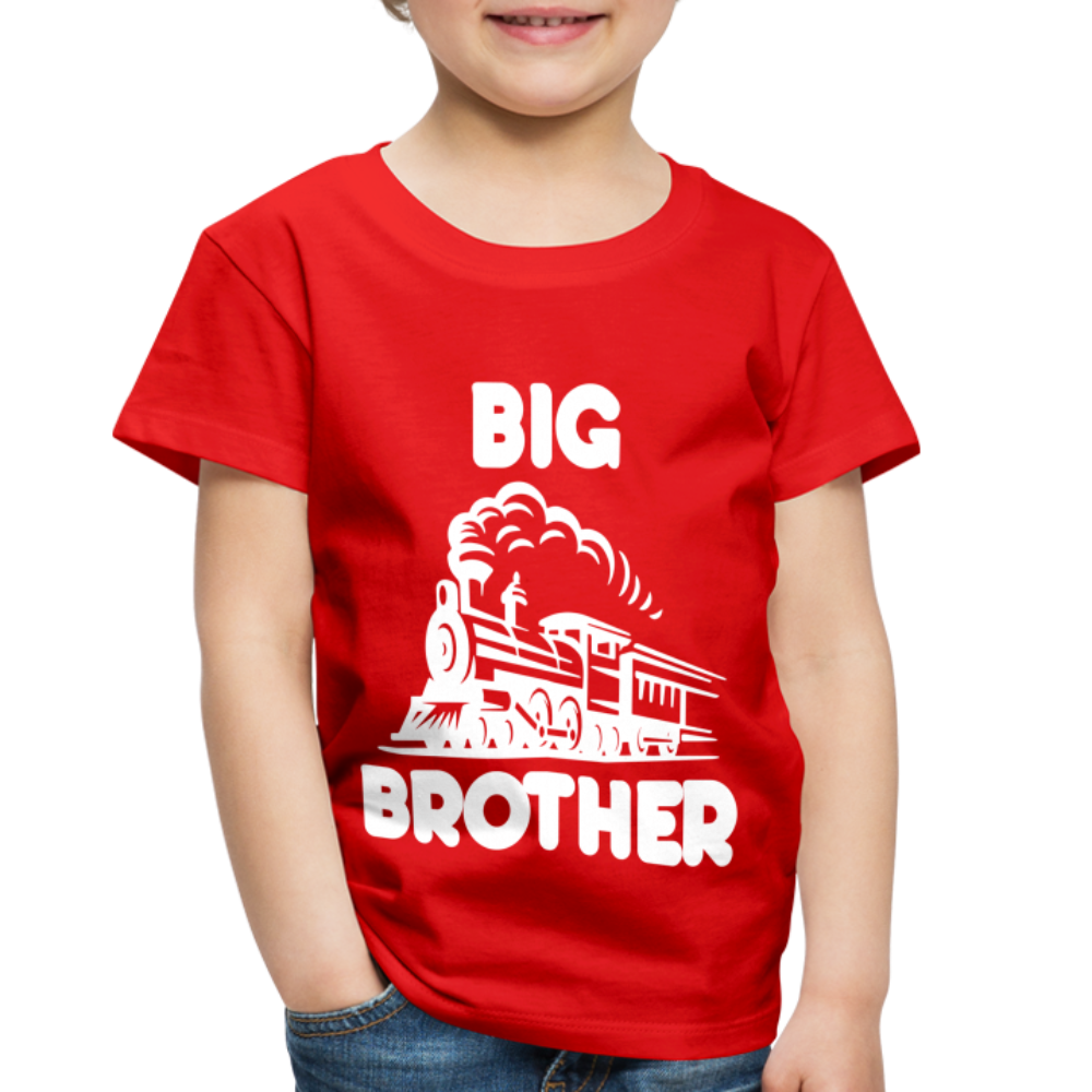 Toddler Big Brother Train Front T-Shirt - red