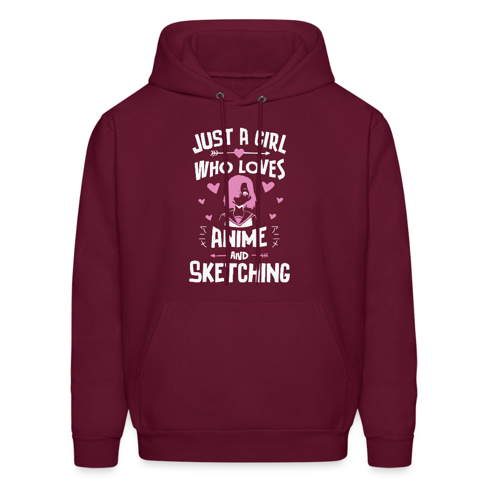 Just A Girl Who Loves Anime and Sketching III Premium Unisex Hoodie Sweatshirt - burgundy