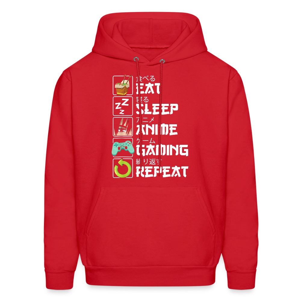 Eat Sleep Anime Gaming Repeat Premium Unisex Hoodie Sweatshirt - red