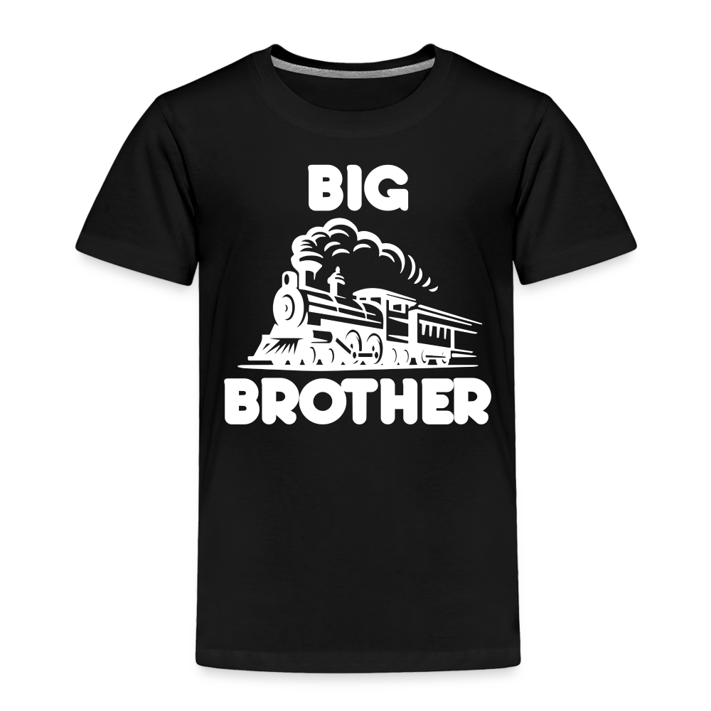 Toddler Big Brother Train Front T-Shirt - black