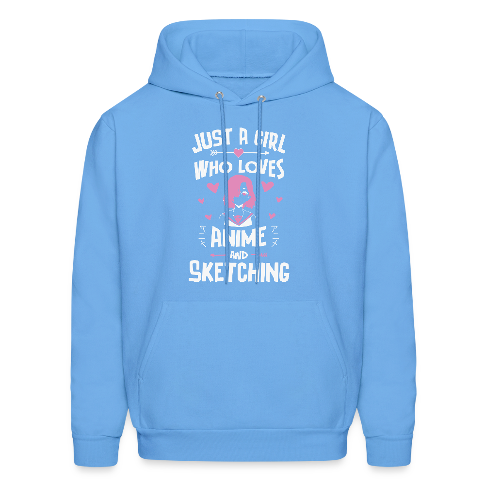 Just A Girl Who Loves Anime and Sketching III Premium Unisex Hoodie Sweatshirt - carolina blue