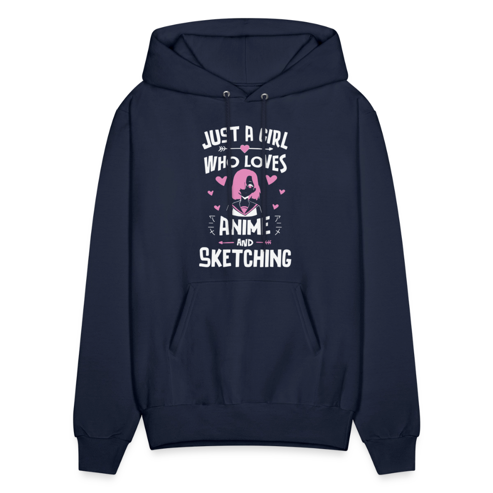Just A Girl Who Loves Anime and Sketching III Premium Unisex Hoodie Sweatshirt - navy