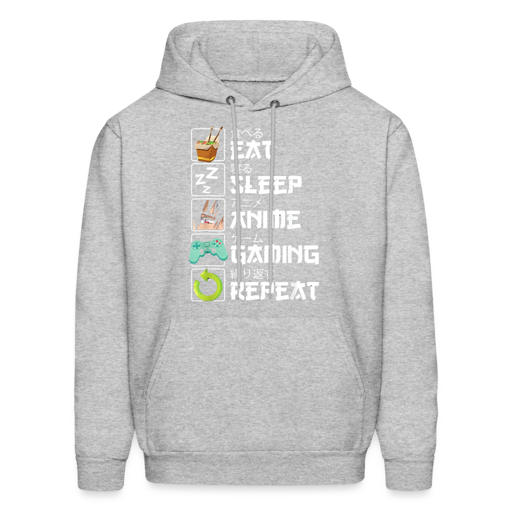 Eat Sleep Anime Gaming Repeat Premium Unisex Hoodie Sweatshirt - heather gray