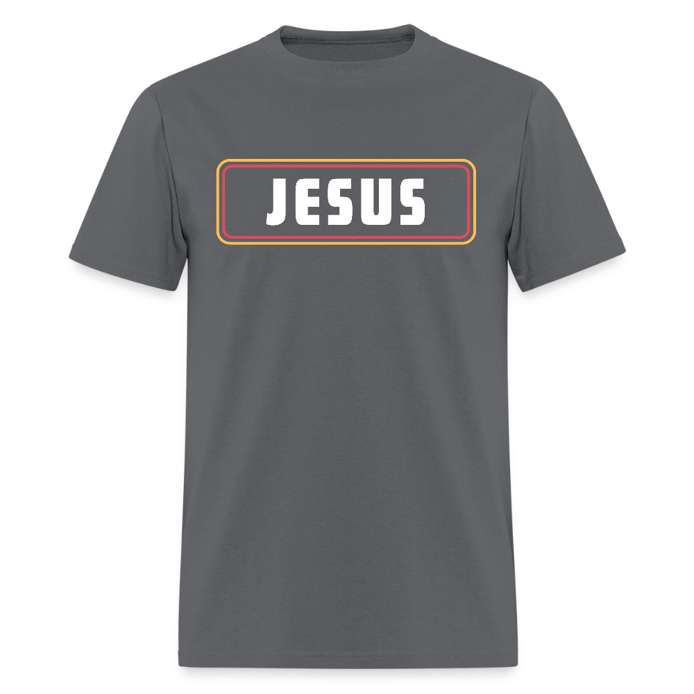 Jesus Retro Rectangle Christian Unisex Classic T-Shirt - charcoal