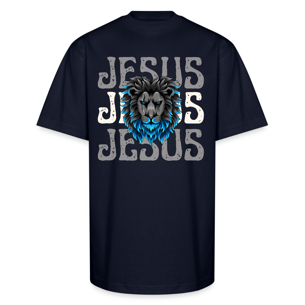 Jesus Lion Christian Unisex Oversized Heavyweight T-Shirt - navy