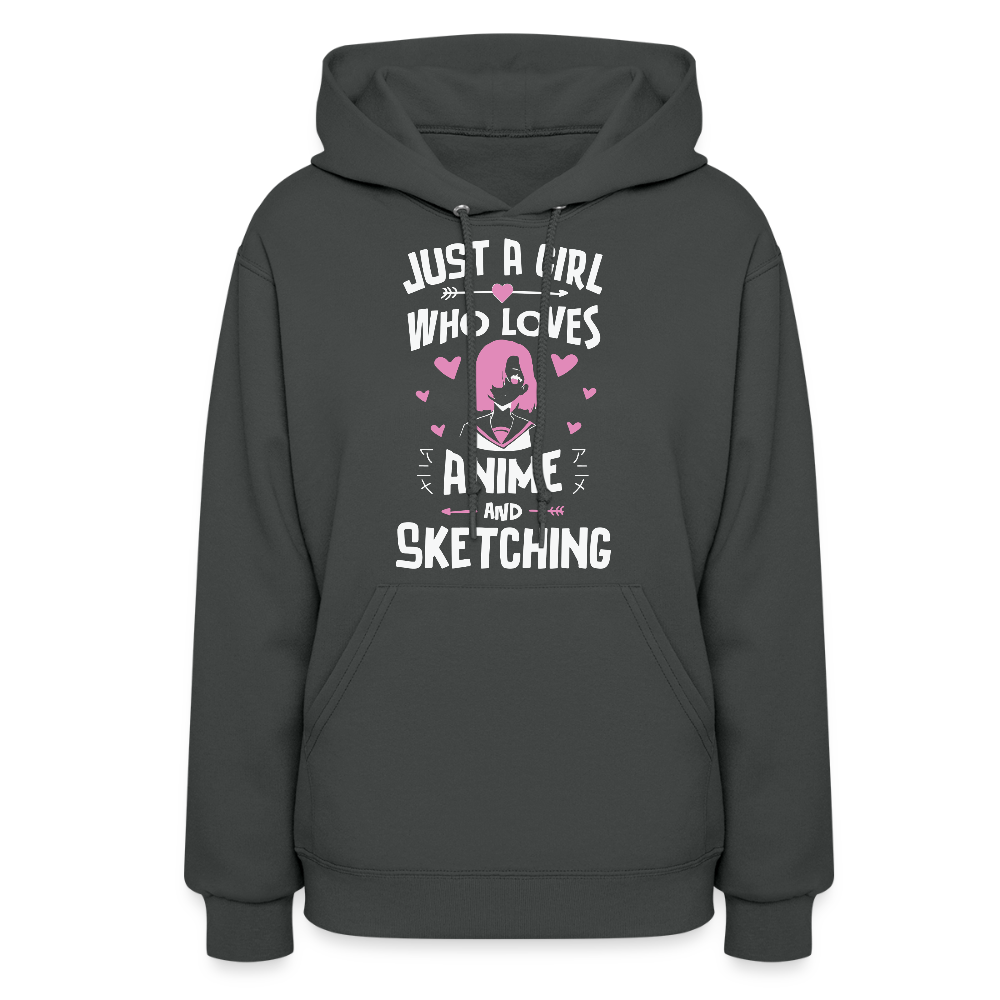 Just A Girl Who Loves Anime and Sketching III Premium Women's Hoodie Sweatshirt - asphalt