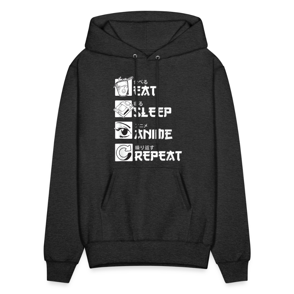 Eat Sleep Anime Repeat Premium Unisex Hoodie Sweatshirt - charcoal grey