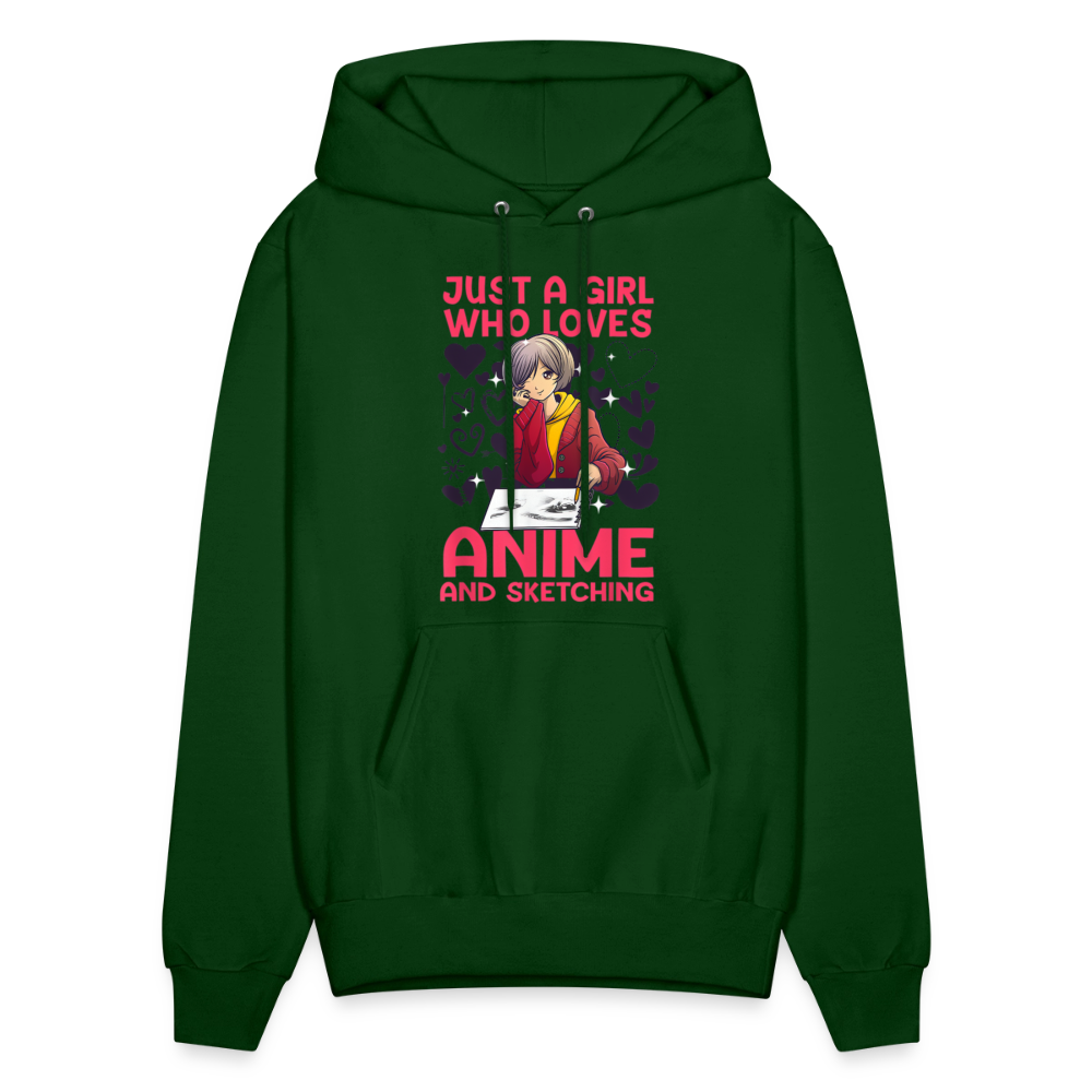 Just A Girl Who Loves Anime and Sketching IV Premium Hoodie Sweatshirt - forest green